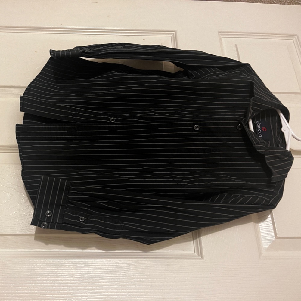 Class Club Black Striped Button Down Shirt
